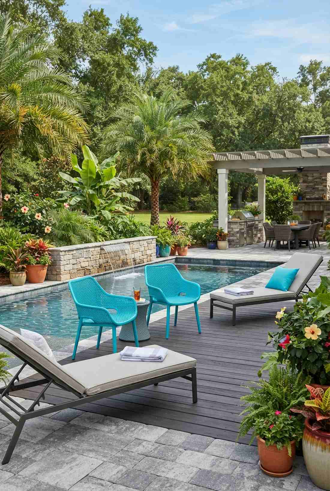 turquoise accent chairs for tropical energy