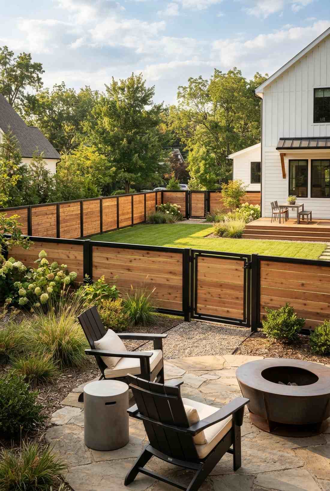 wood and steel frame fence
