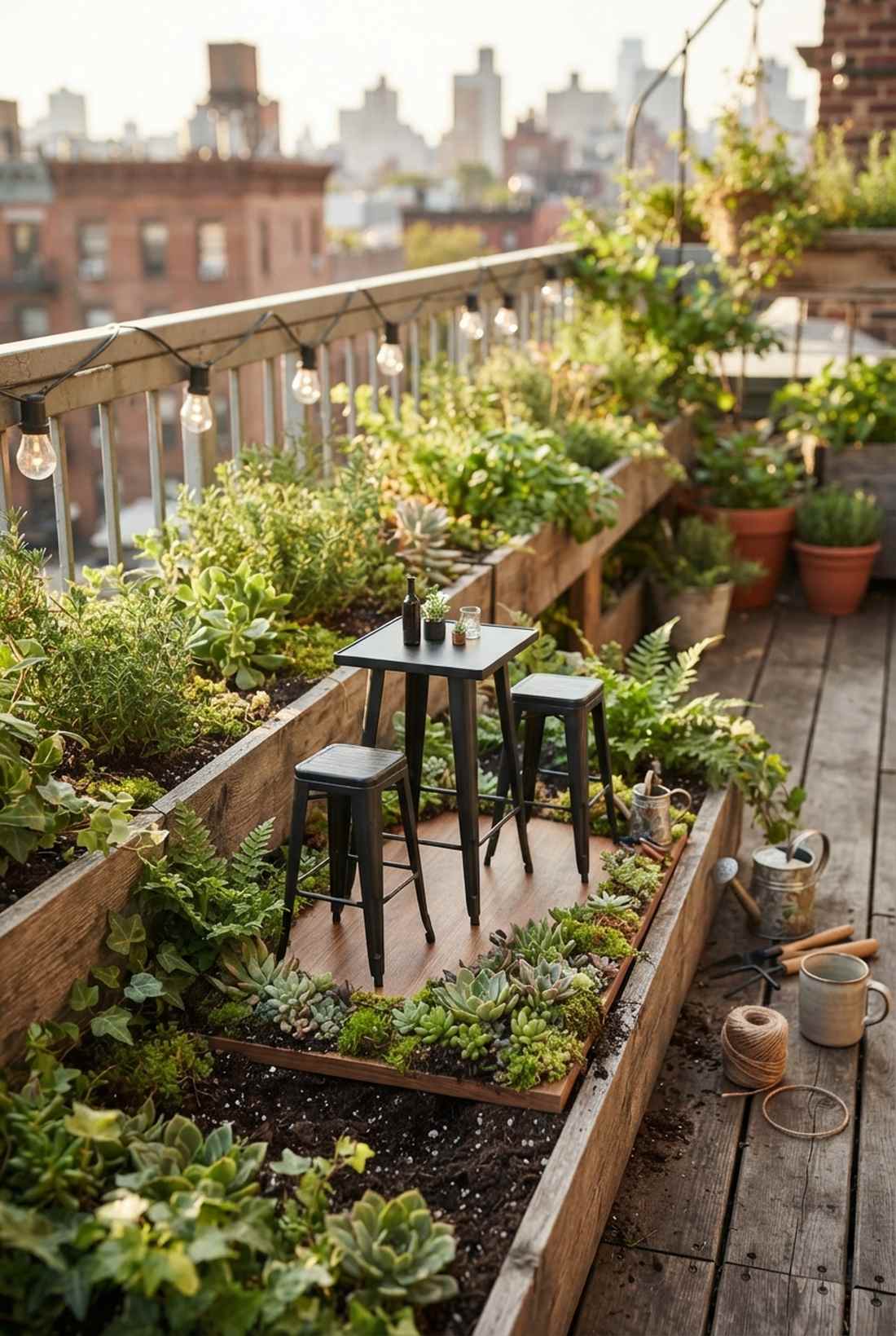 bar height table with stools