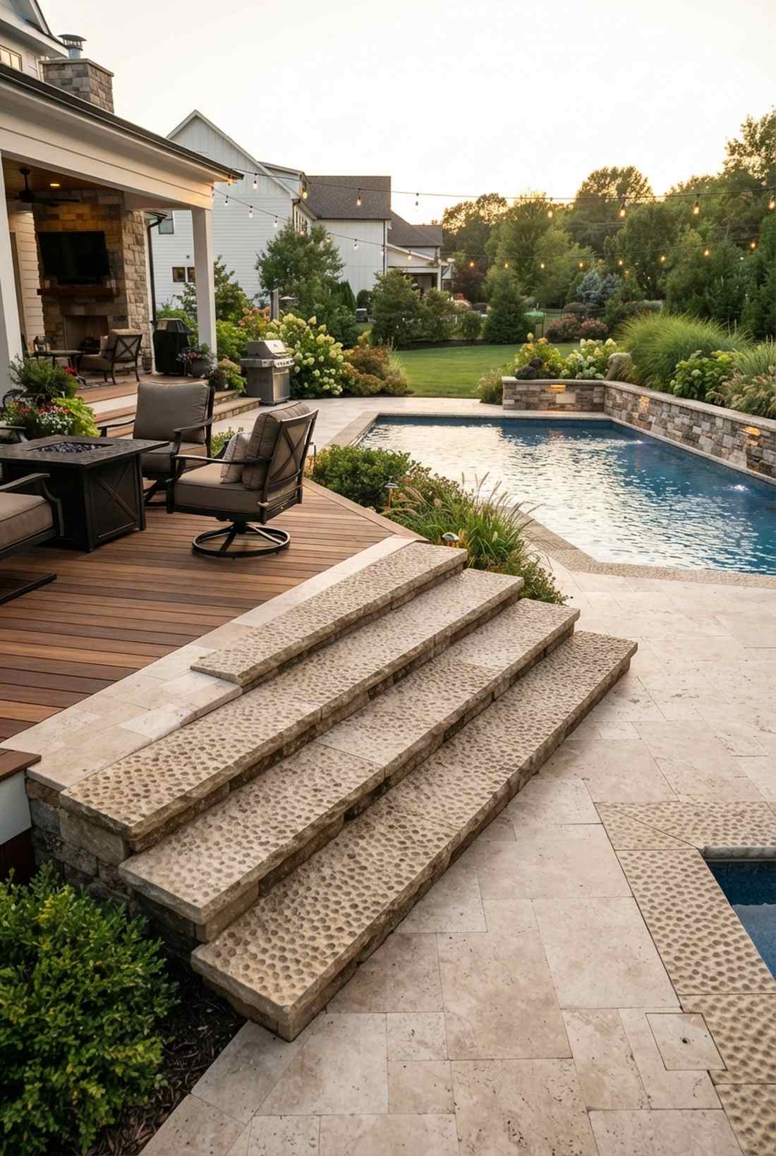 bush hammered travertine dimpled