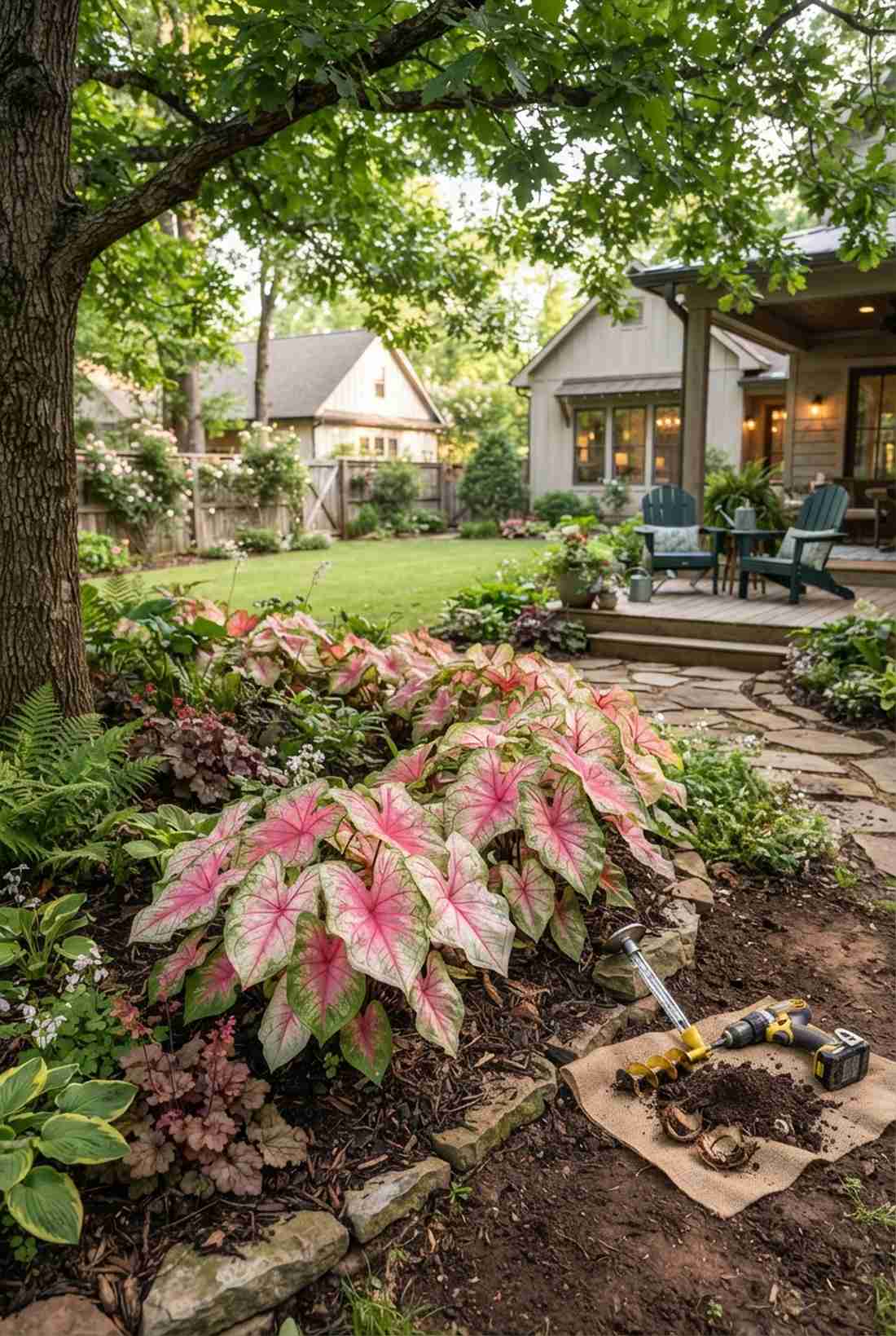 caladium tickle me pink