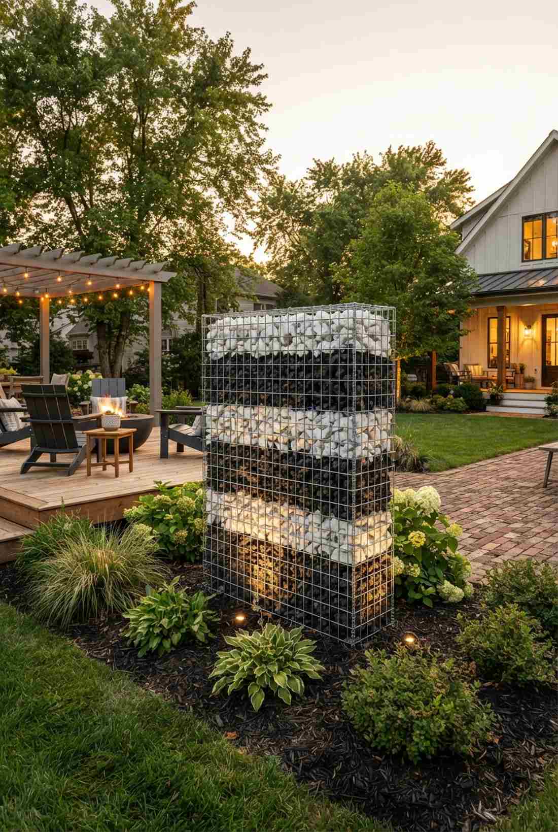 colored stone gabion art walls