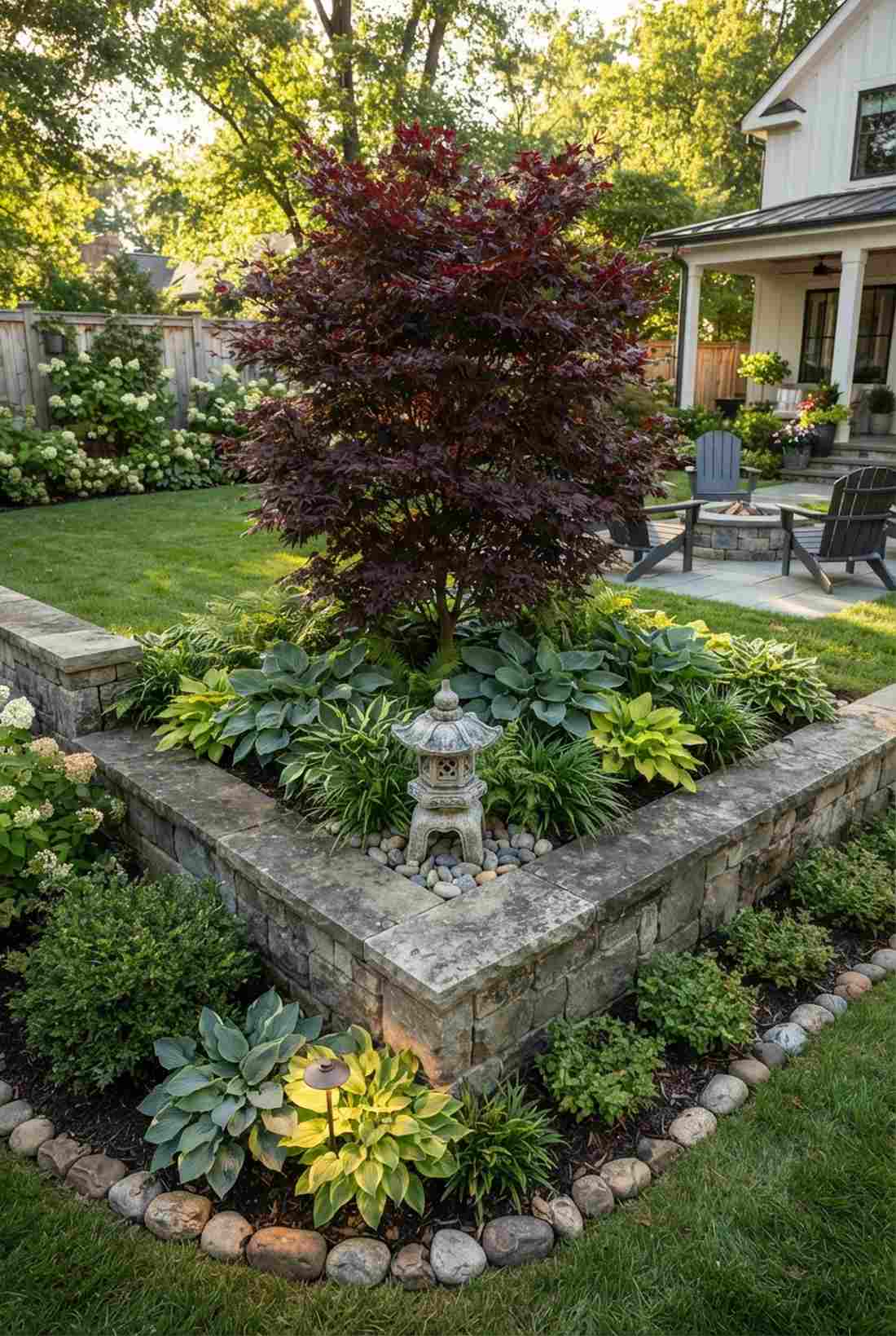 corner garden focal point