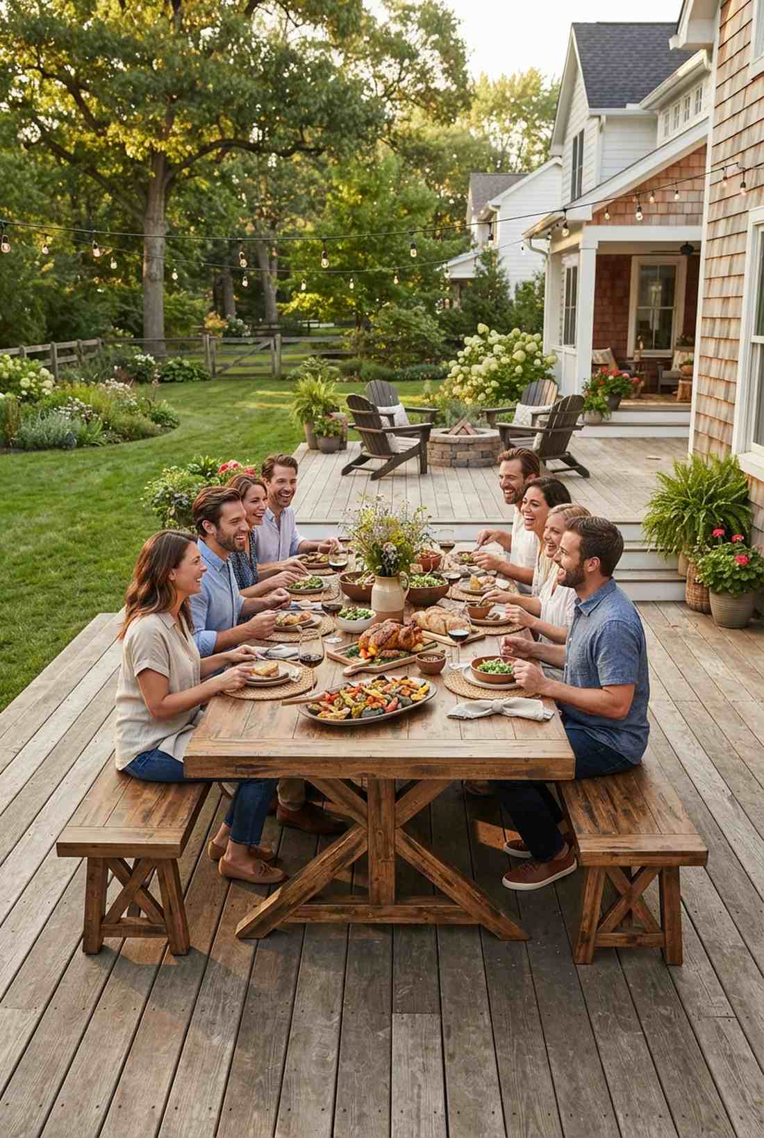 farmhouse table with bench seating