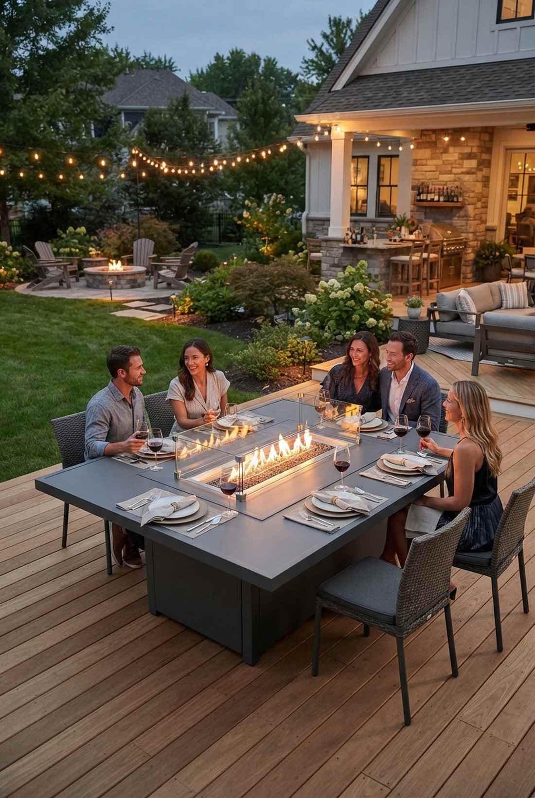 fire table with dining surface