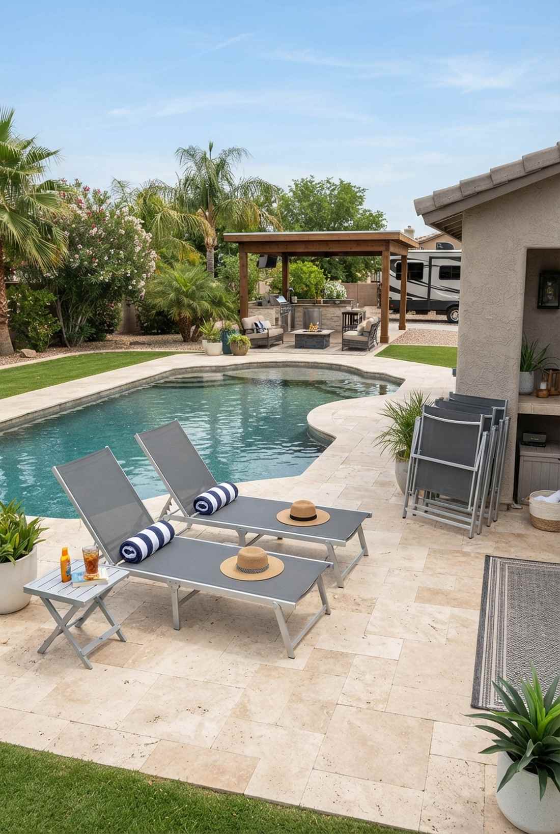 folding aluminum lounger quartet