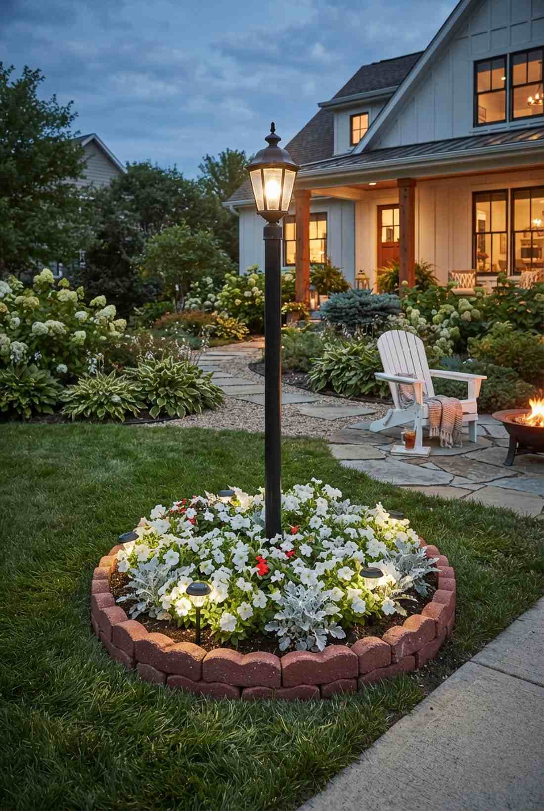lamp post flower bed halo
