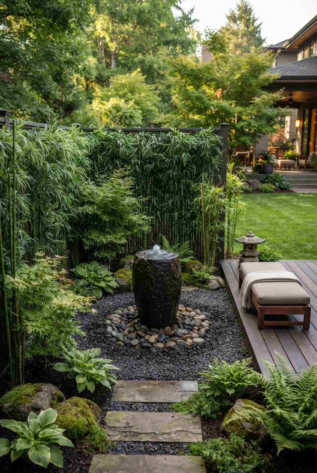 meditation garden with water feature