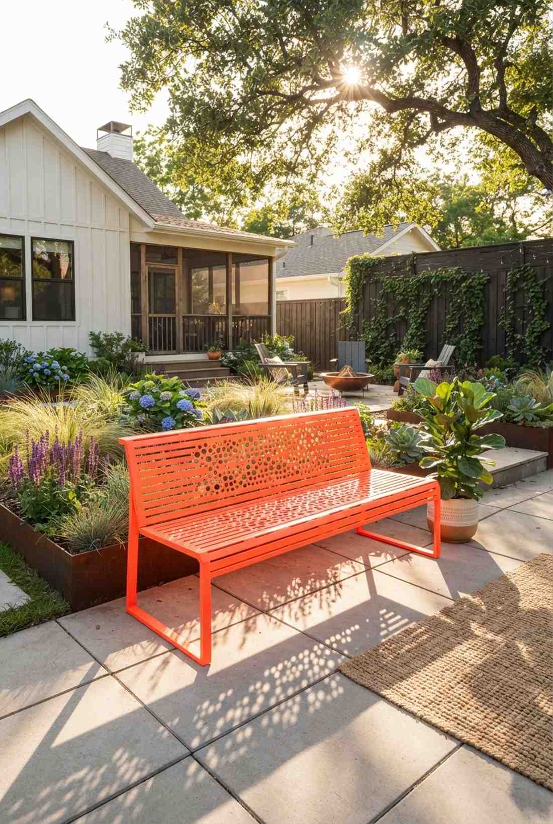 perforated metal bench