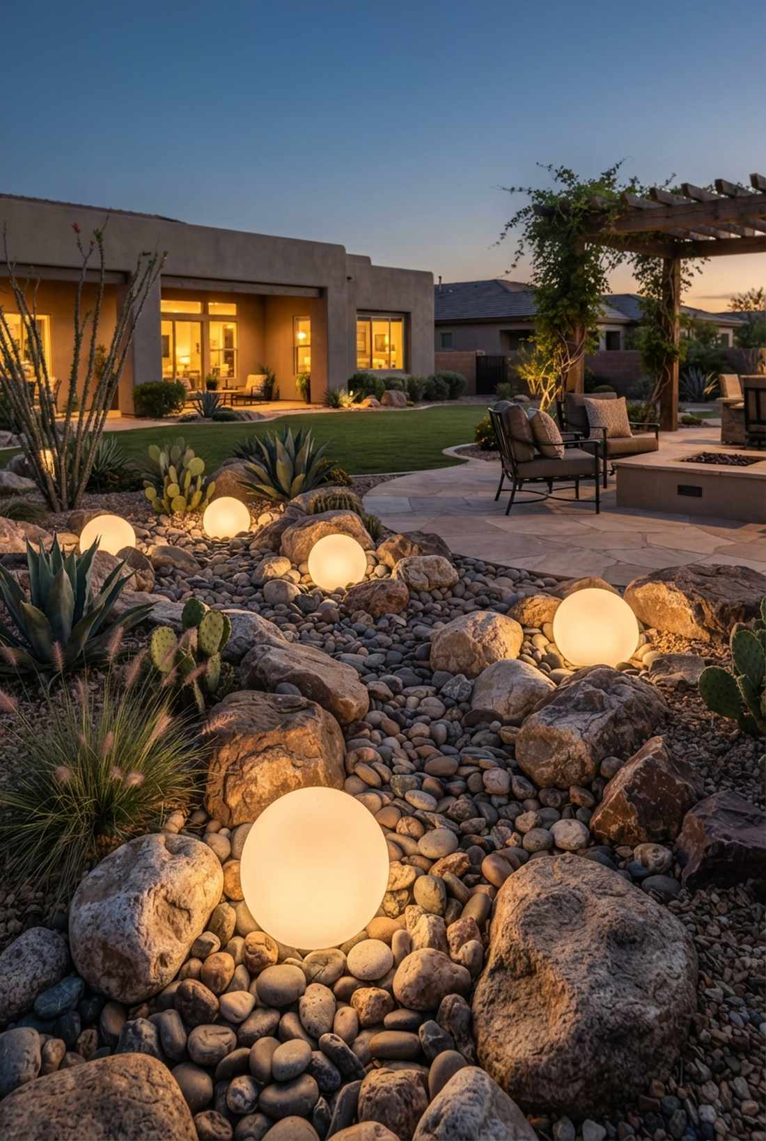 rock garden nestled spheres