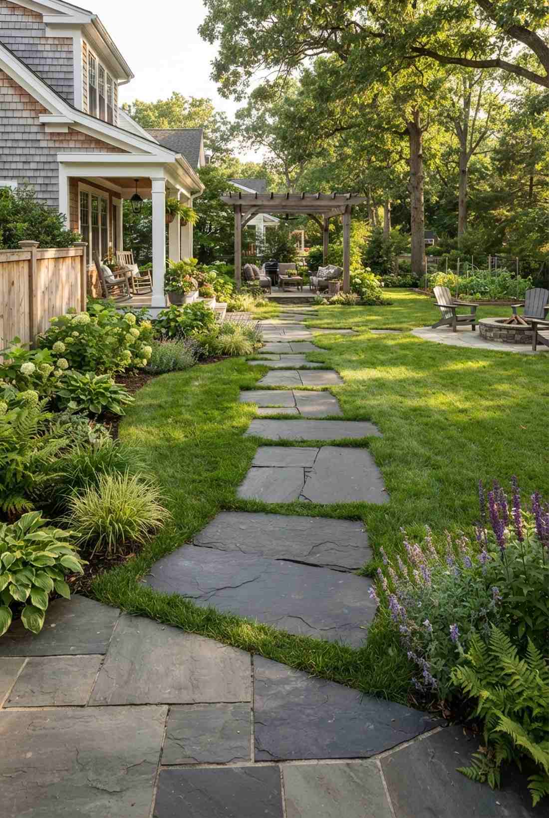 slate stepping stones with natural cleavage