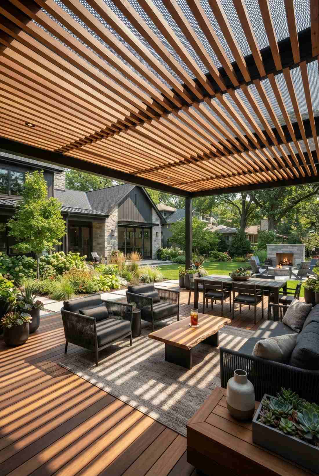 slatted wood with spacing