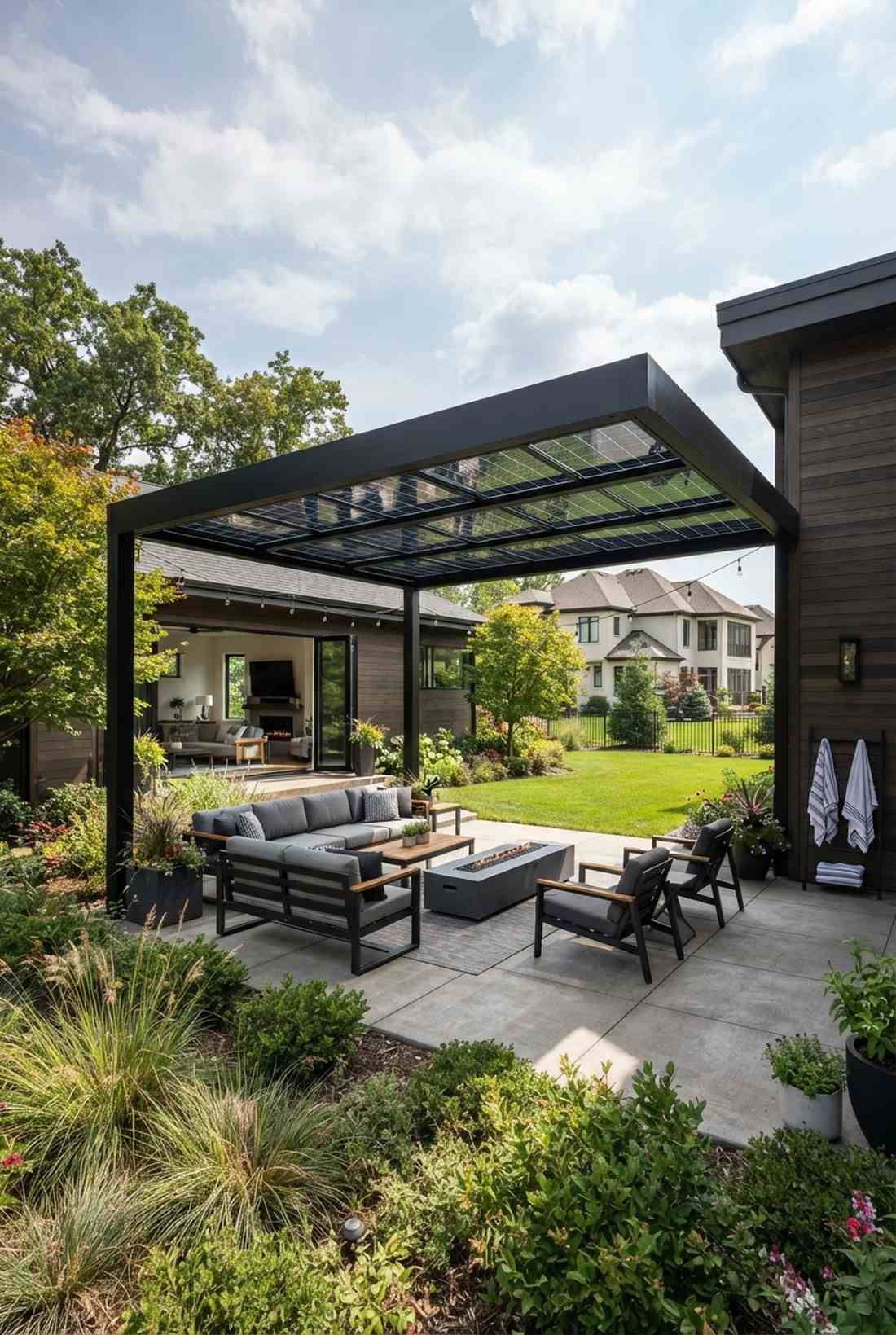 solar panel integrated pergola roof
