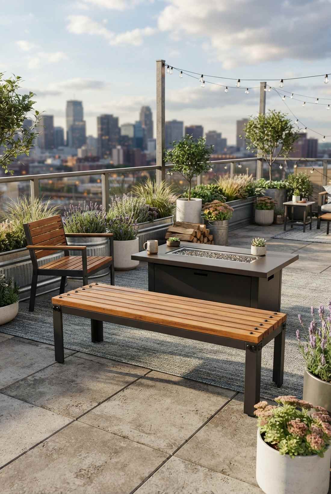 steel and wood combo bench