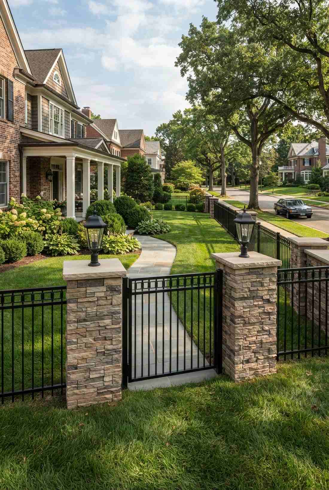 stone pillar and metal infill