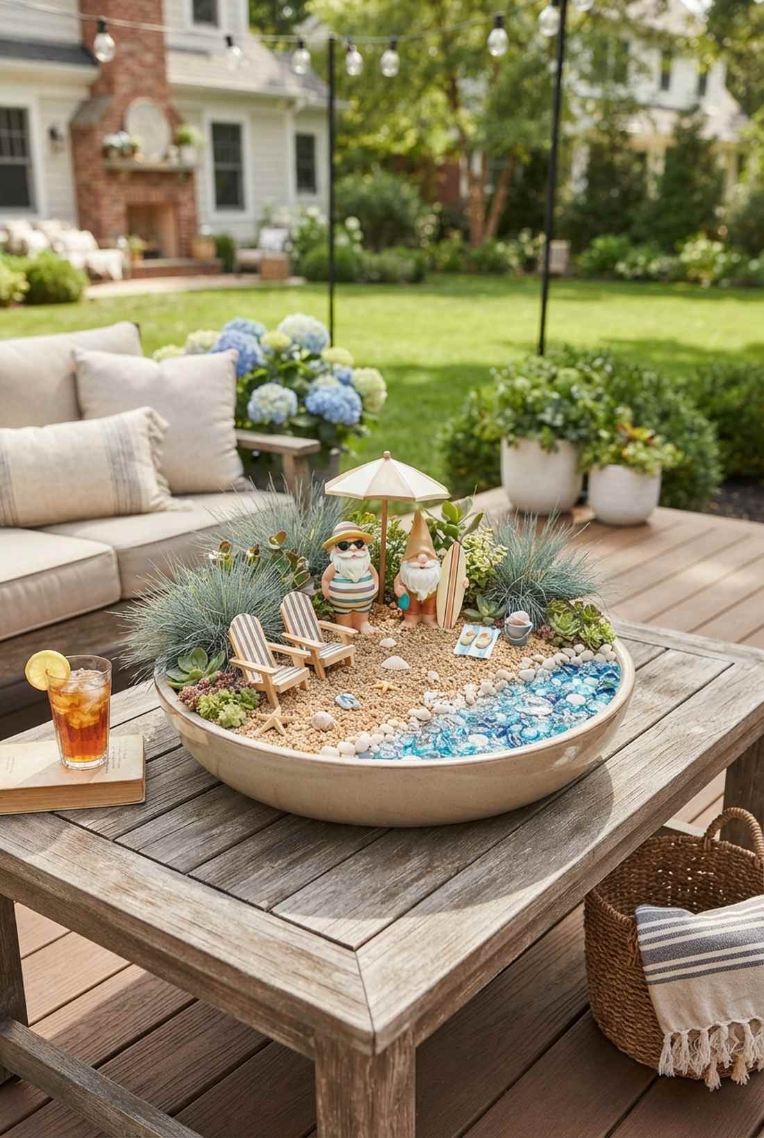 summer beach themed gnome planter