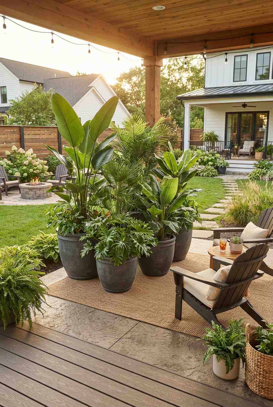 tropical potted plant groupings