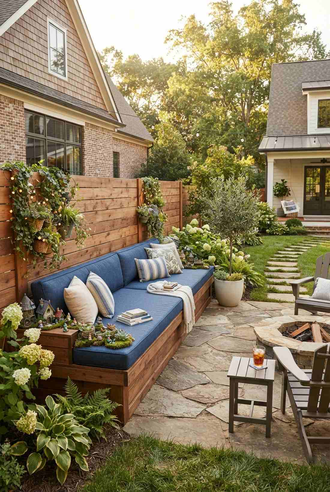 window seat against fence