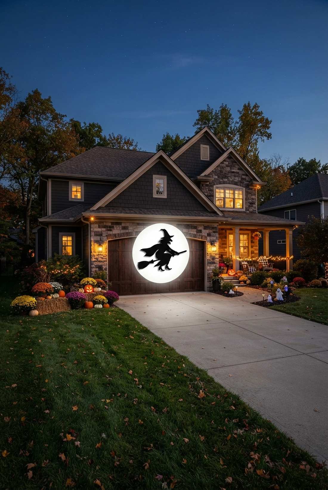 witch silhouette against moon