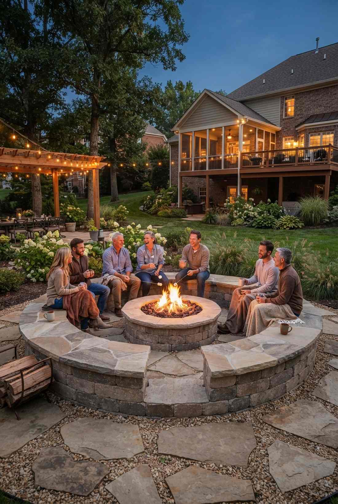 backless bench framing firepit