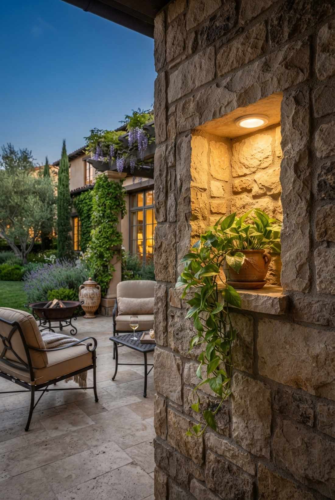built in wall niche lighting