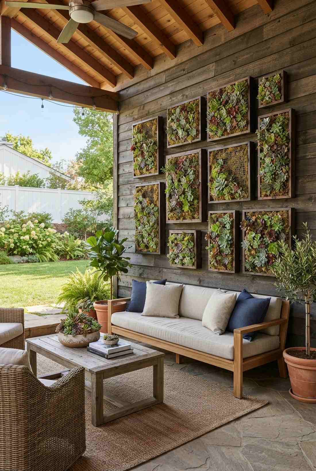 cascading vertical succulent frames