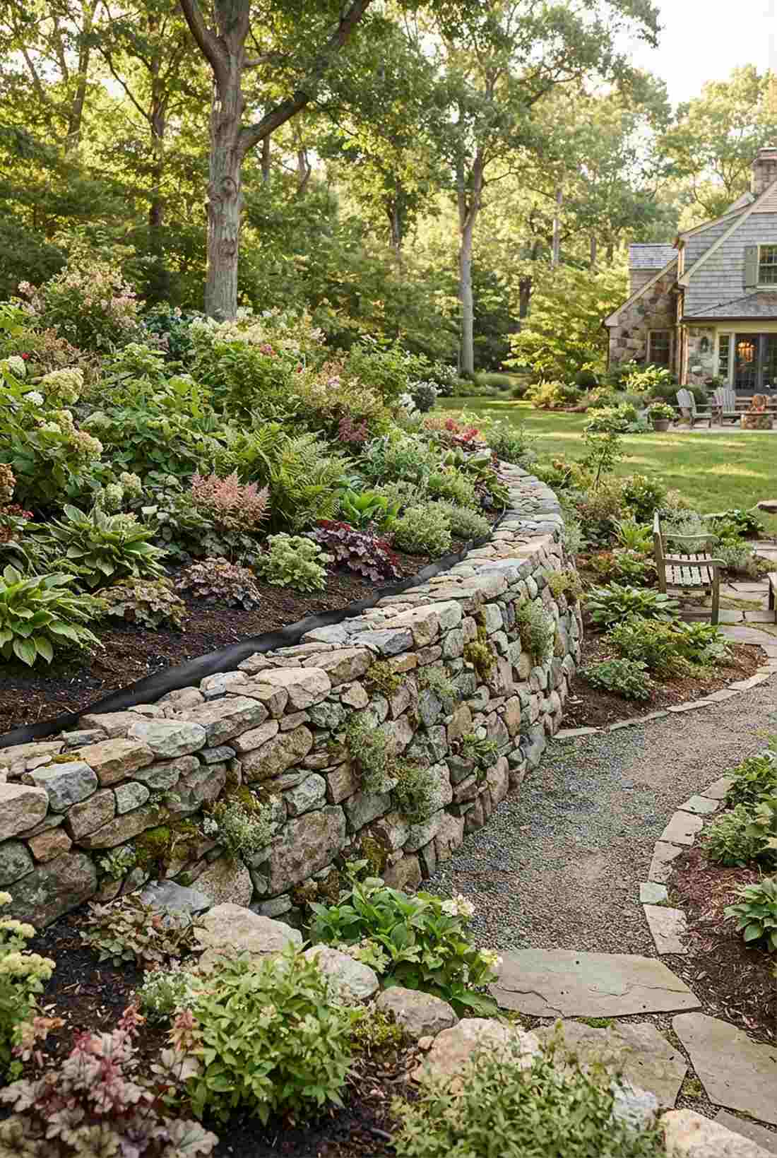 dry stacked stone wall