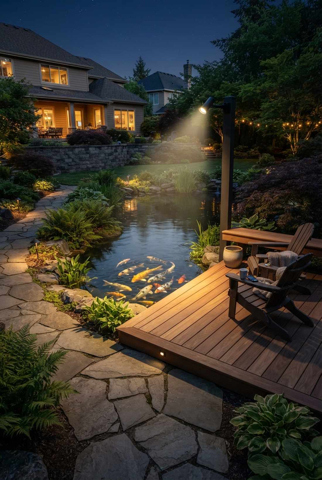 koi pond viewing lights