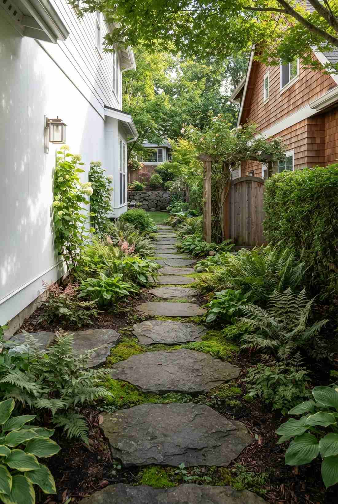narrow side yard pathway