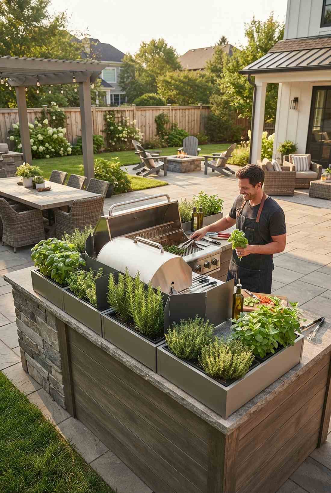 outdoor kitchen garden integration