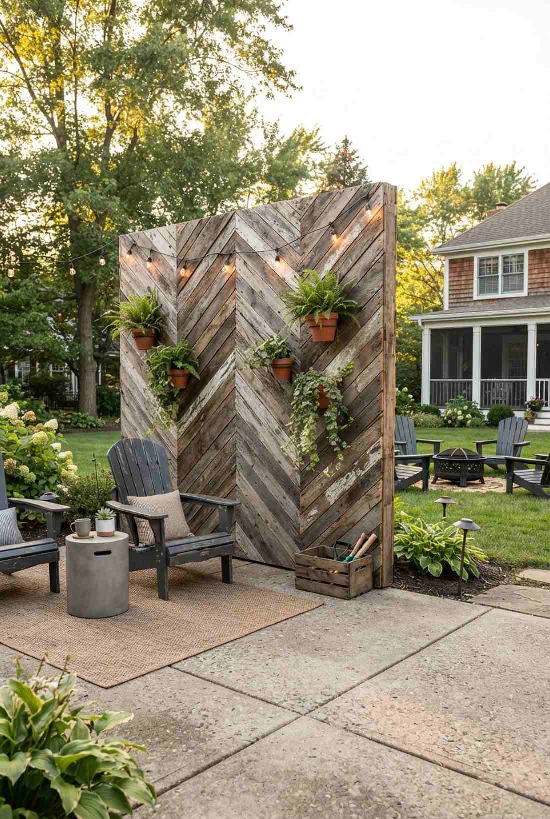 reclaimed wood privacy screen