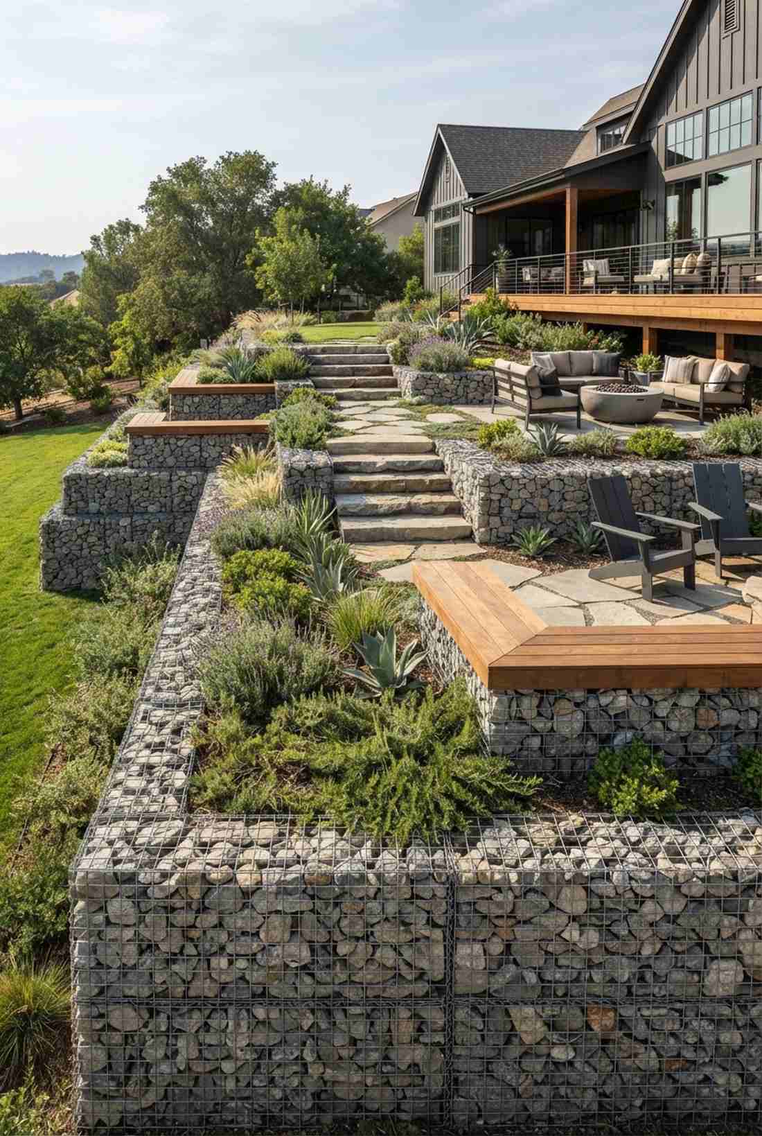 stepped gabion terrace system