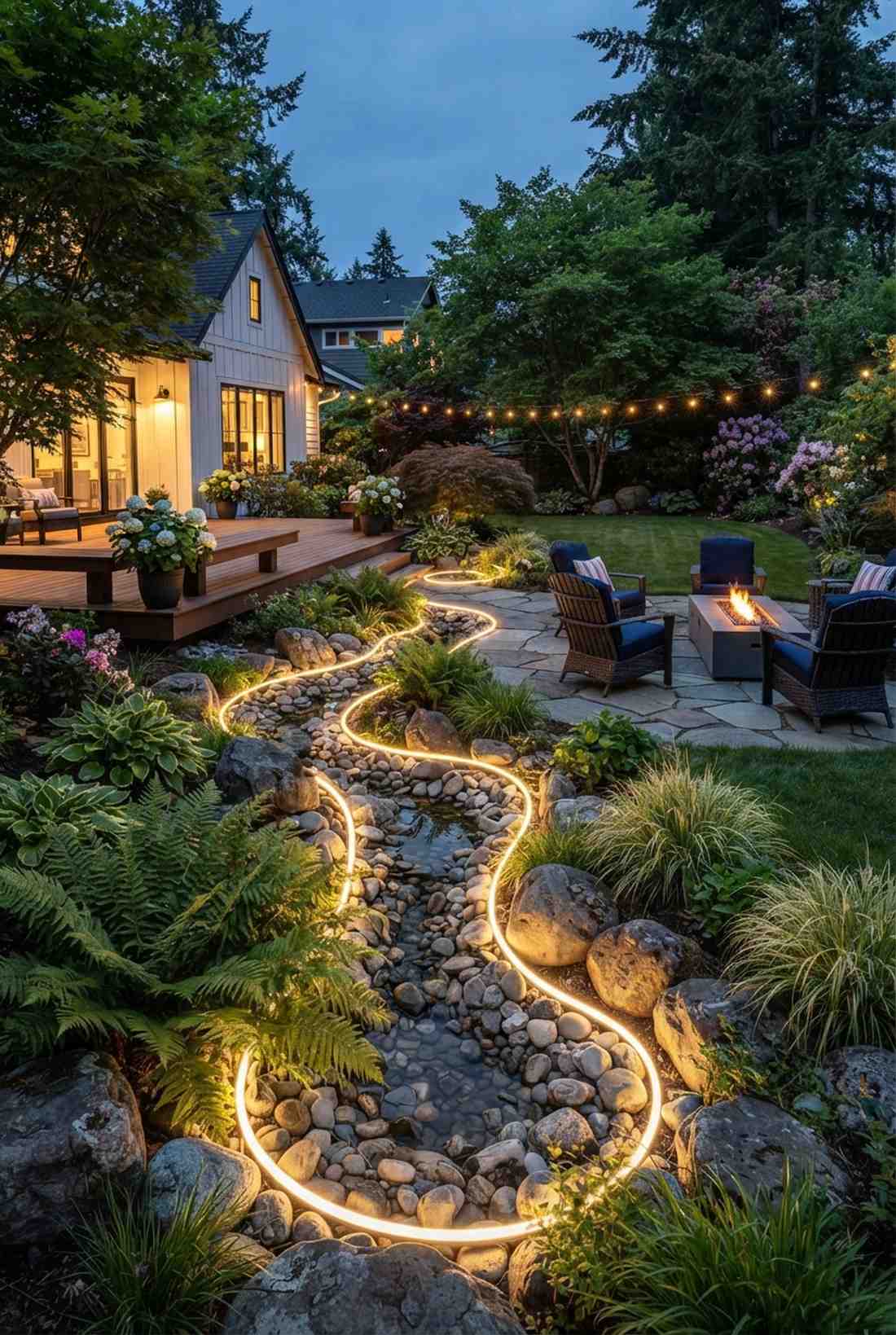 stream bed following