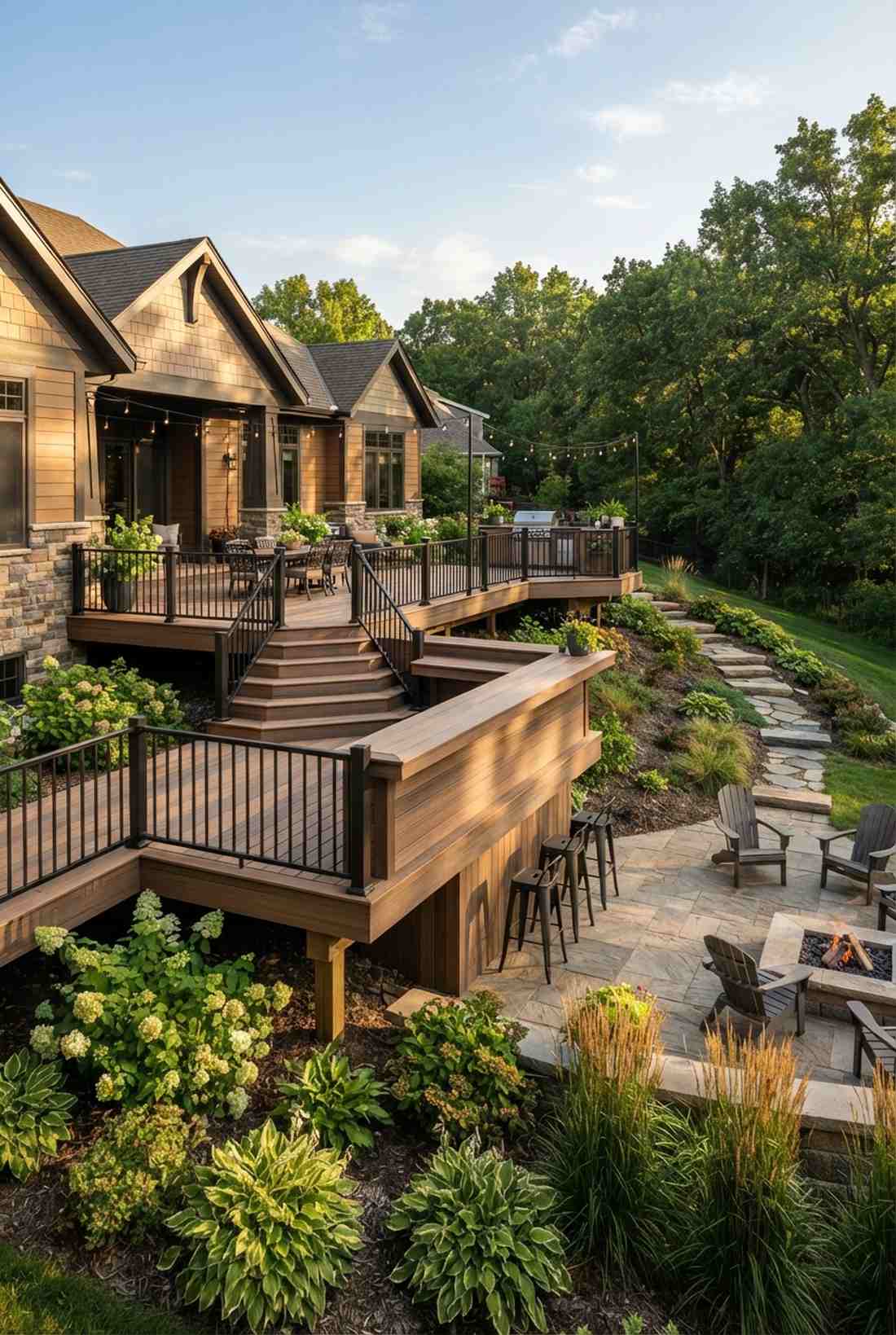 tiered deck bars with elevation changes