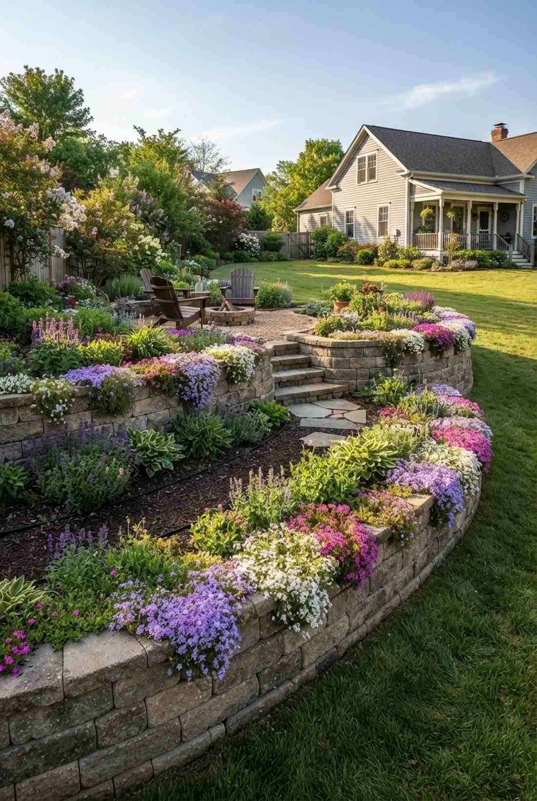 two tier terrace garden
