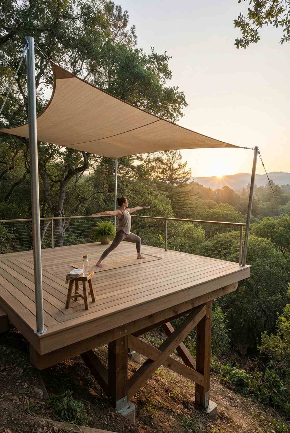 yoga deck with shade structure