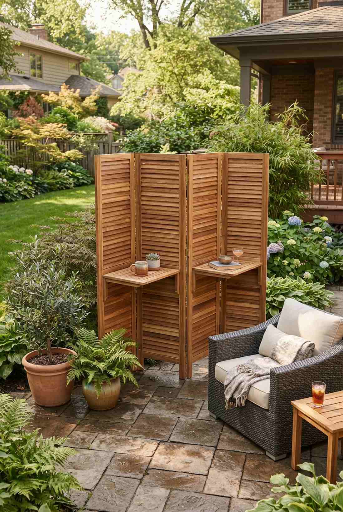 accordion folding screen with shelf seating