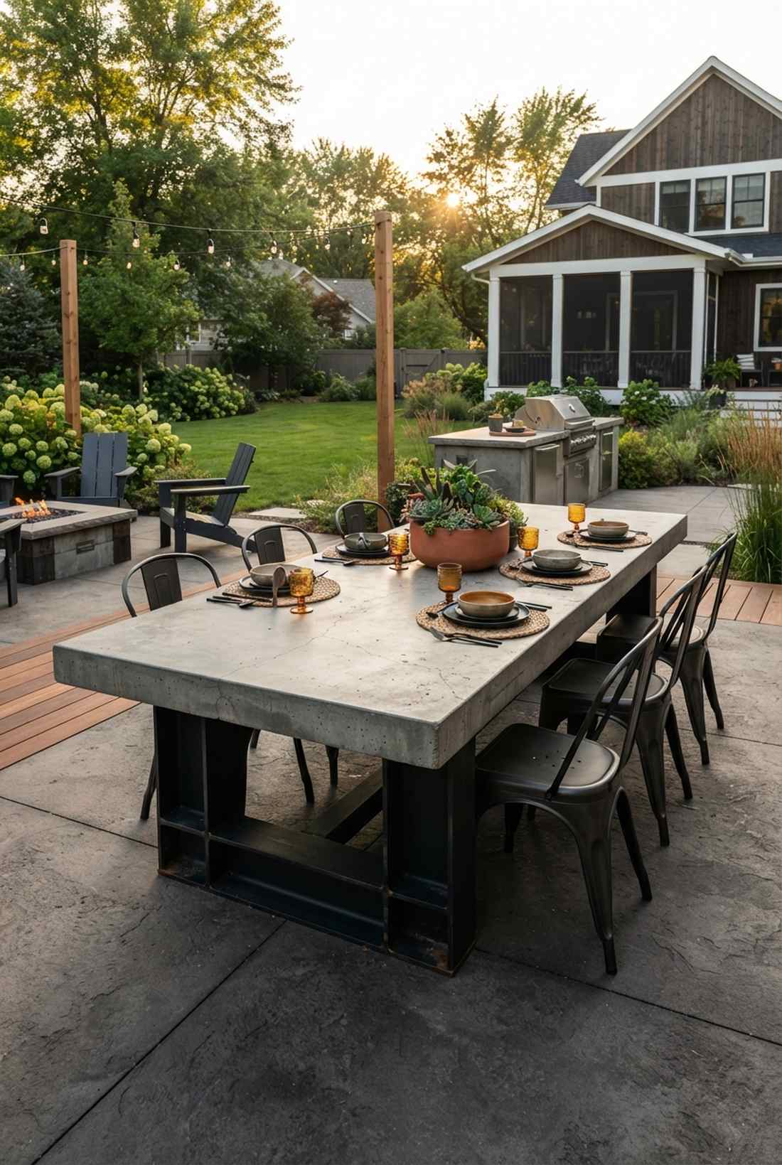 concrete and iron industrial table