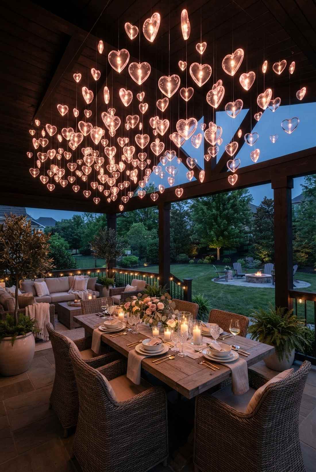 floating heart ceiling display