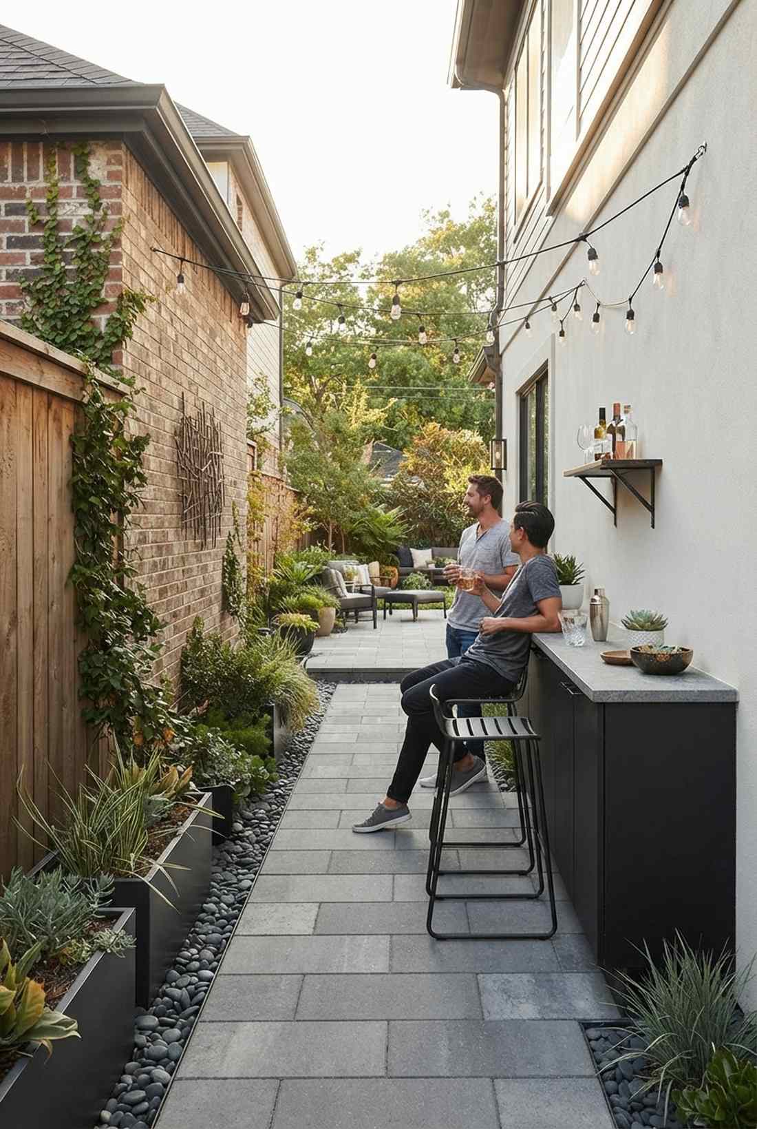galley style bars for narrow lots