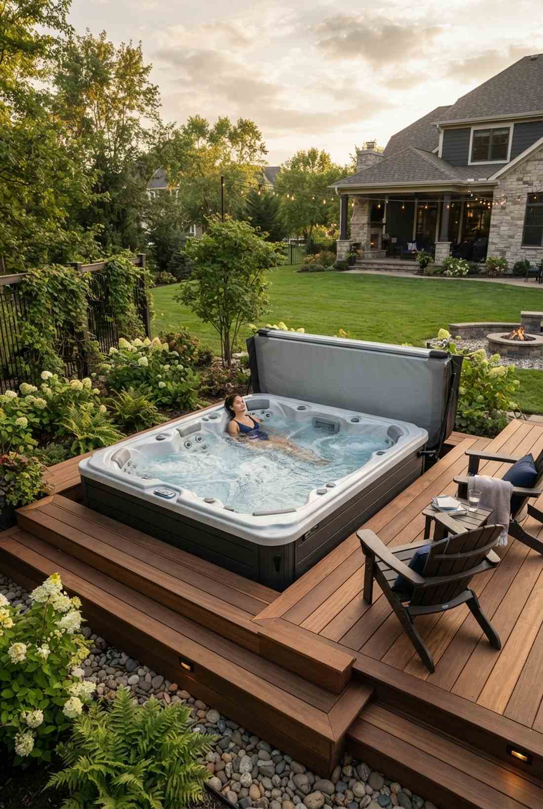 hydrotherapy spa with lounge seating