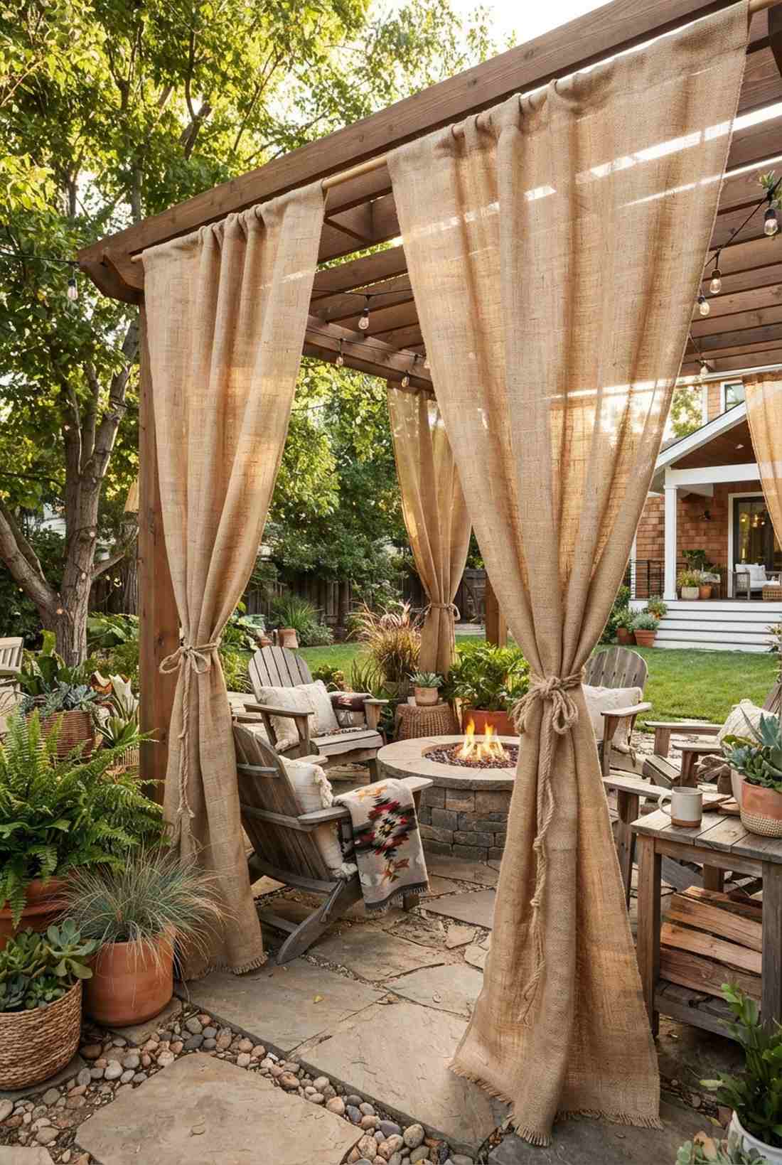 outdoor burlap curtains