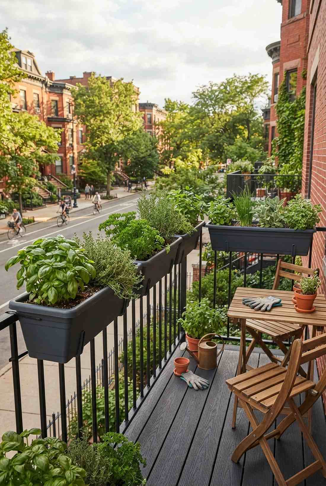railing mounted herb boxes