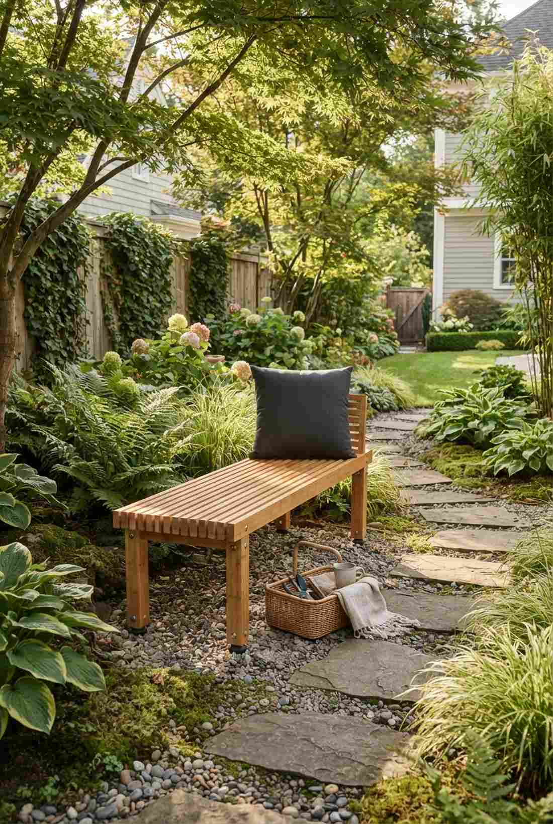 bamboo slat lounge benches
