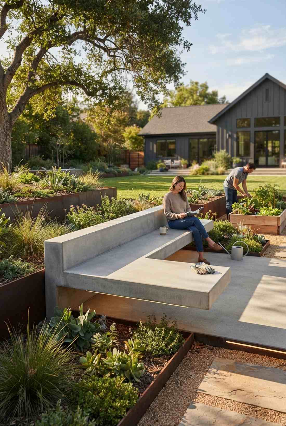 concrete cantilever bench