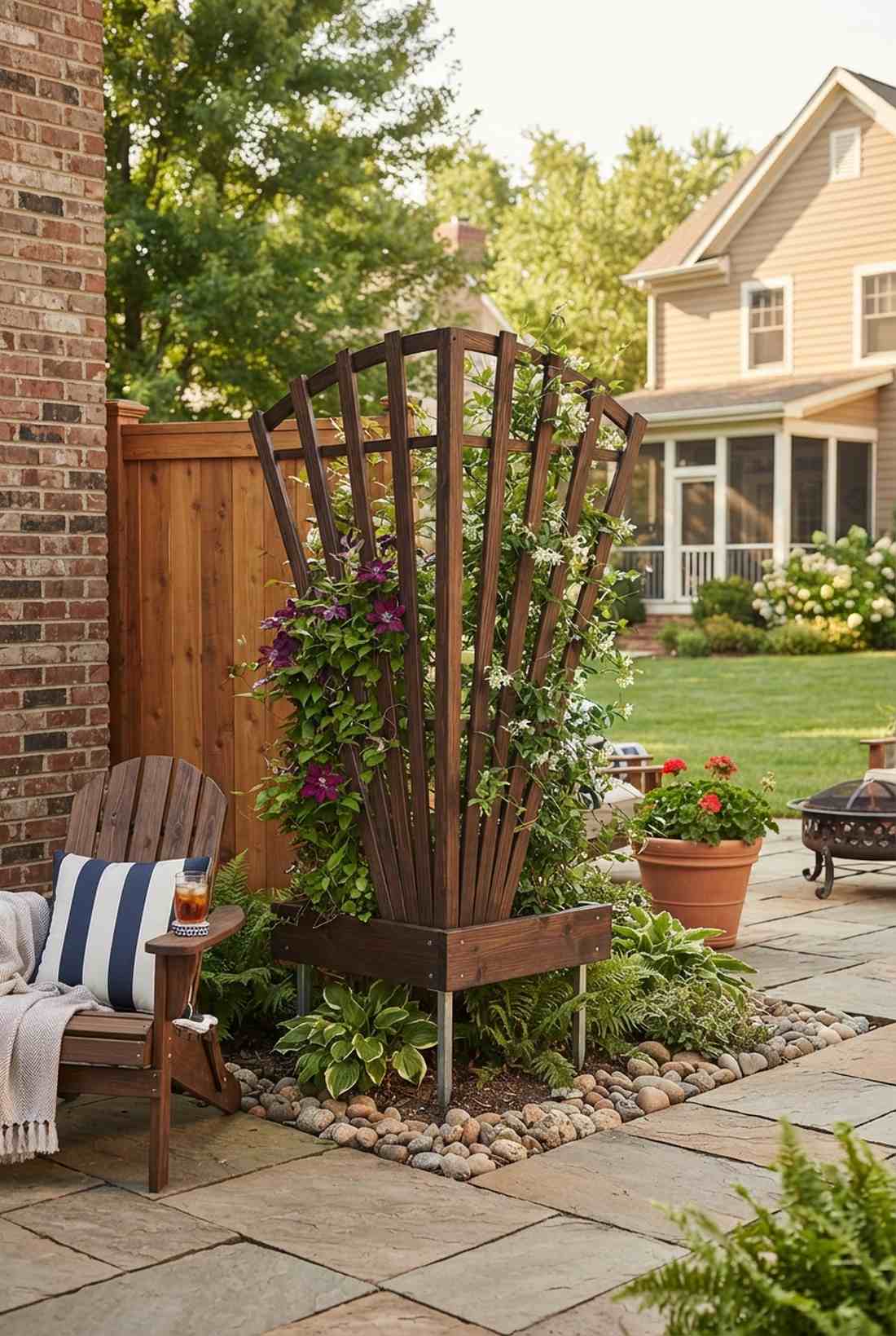 fan shaped corner trellis