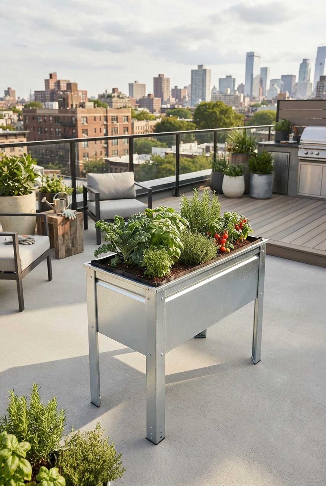 galvanized steel elevated planter
