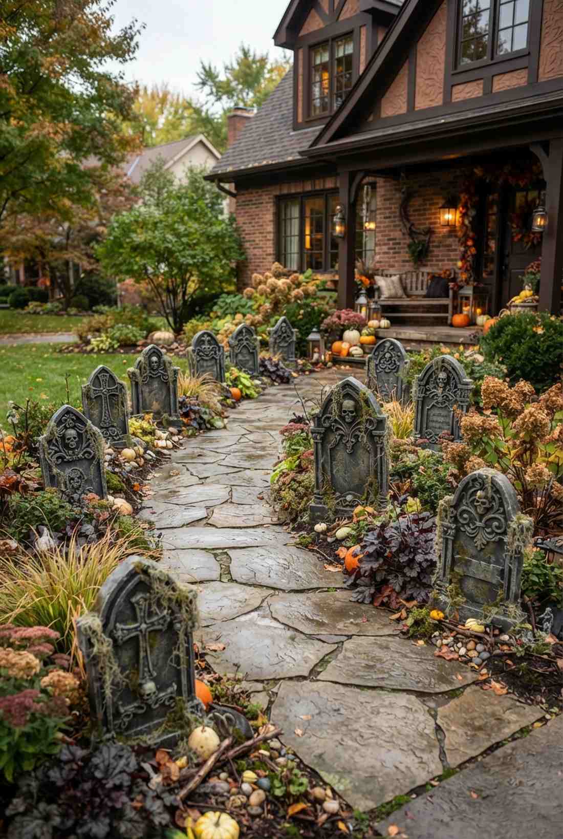gothic tombstone garden