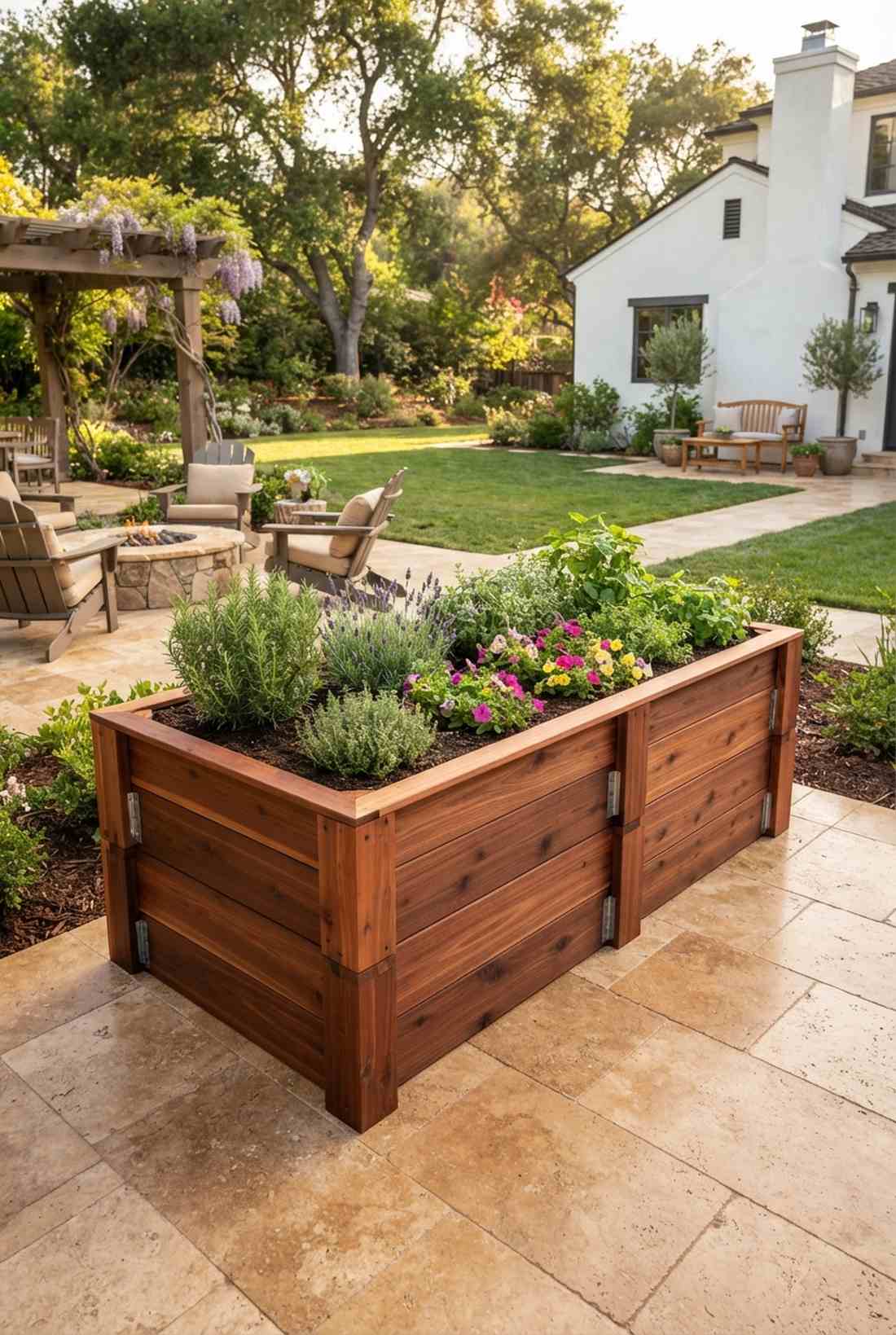 heart redwood double high bed
