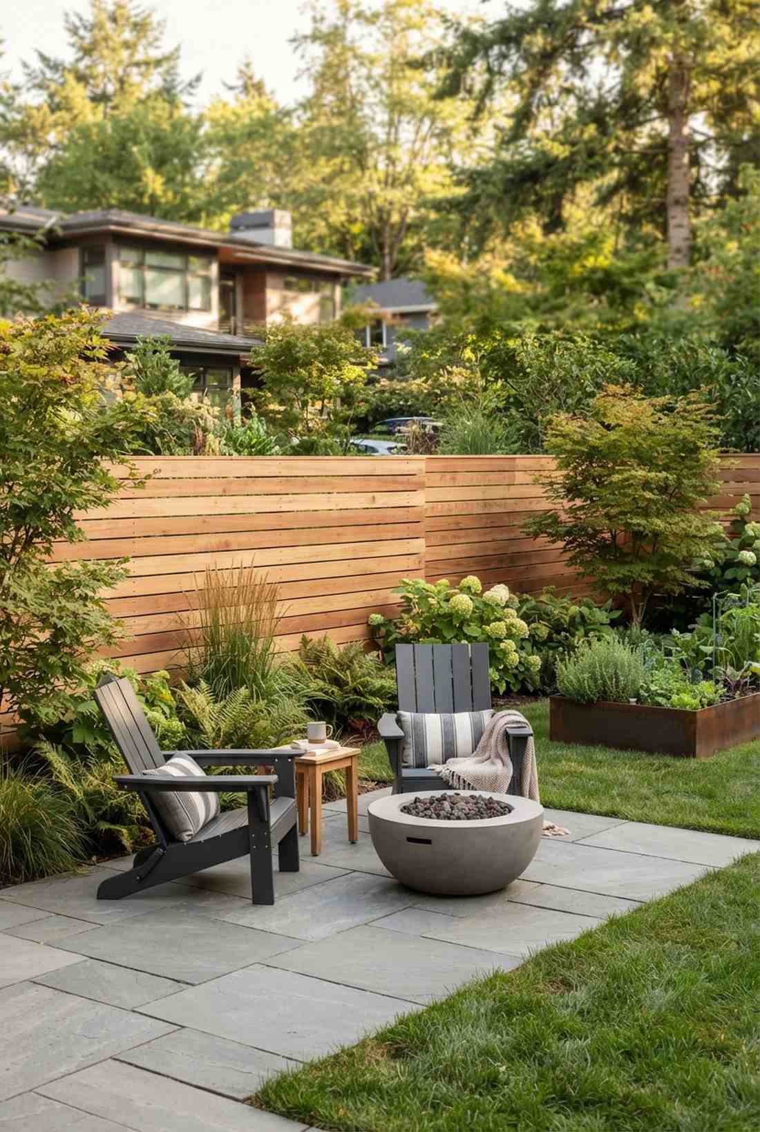 horizontal slat cedar fence